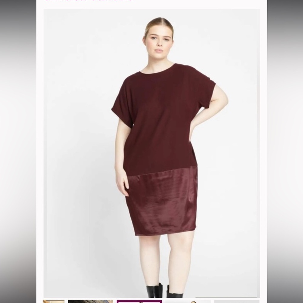 Universal Standard Avenir Minimal Dress in Black Cherry size S (14-16)
